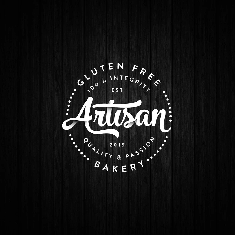 Artisan Bakery — vintage circular script badge for a gluten-free bakery