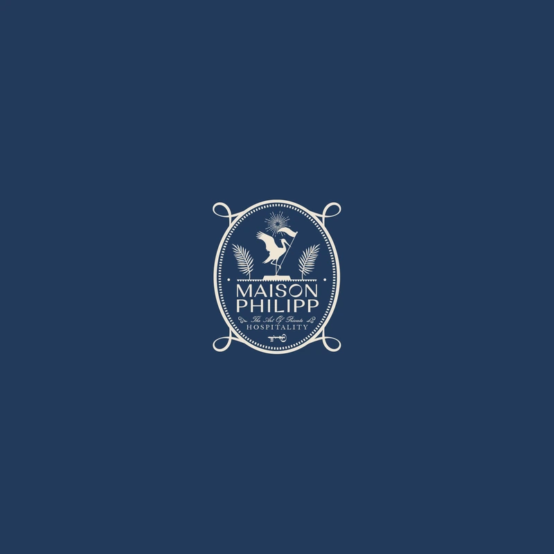 Maison Philipp — luxury monogram crest logo on navy